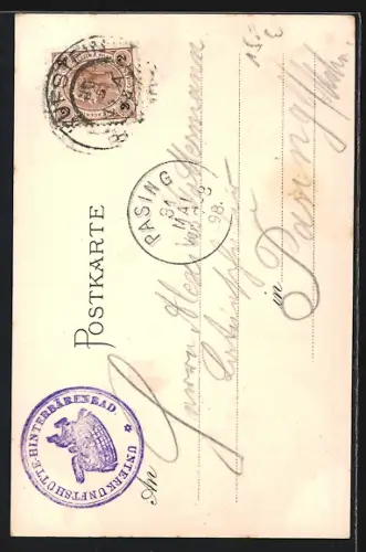 Lithographie Hinterbärenbad, Ortsansicht im Kaiserthal