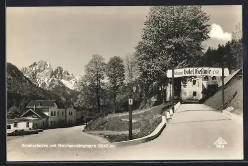 AK Gstatterboden, Hotel Gesäuse mit Reichensteingruppe
