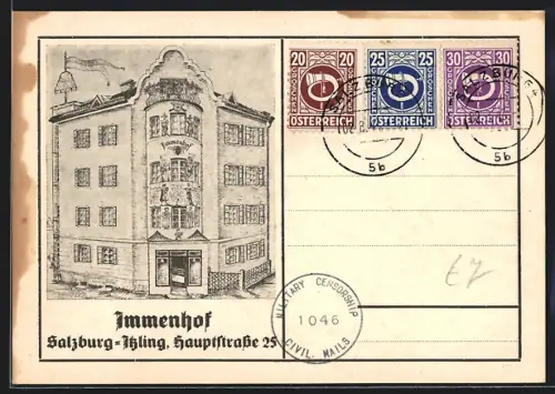 AK Salzburg-Itzling, Gesamtansicht vom Hotel Immenhof, Hauptstrasse 25