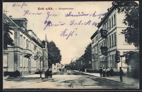 AK Kehl a. Rh., Hauptstrasse mit Passanten