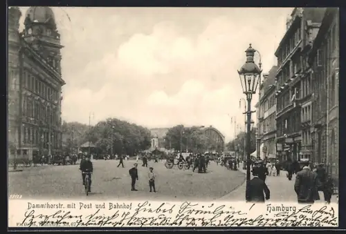 AK Hamburg-Neustadt, Dammthorstrasse mit Post und Bahnhof