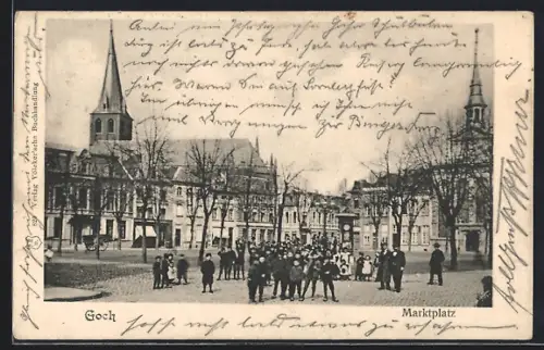 AK Goch, Marktplatz mit Kirche