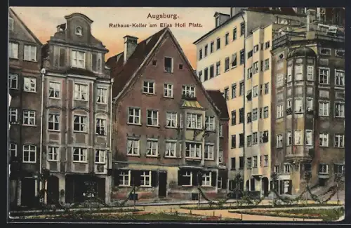 AK Augsburg, Gasthaus zum Rathaus-Keller am Elias Holl Platz