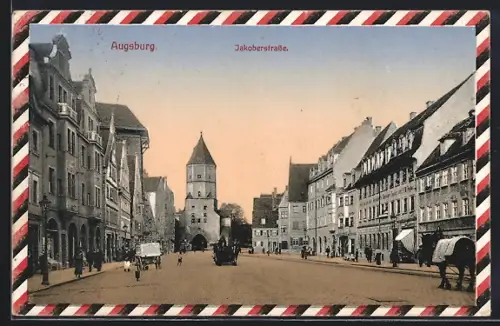 AK Augsburg, Jakoberstrasse mit Tor