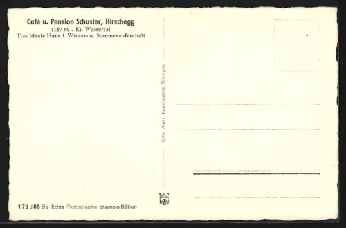 AK Hirschegg, Cafe und Hotel Pension Schuster, Speisesaal