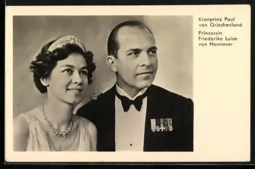 AK Kronprinz Paul von Griechenland mit Prinzessin Friederike Luise von Hannover