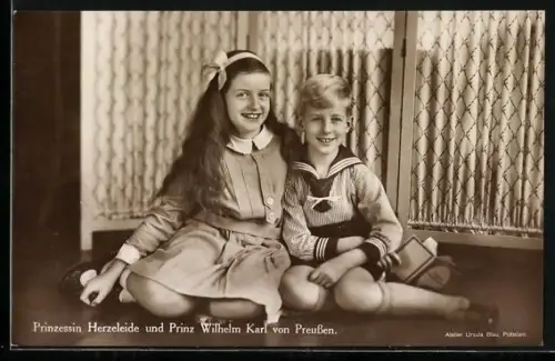 AK Prinzessin Herzeleide u. Prinz Wilhelm Karl von Preussen