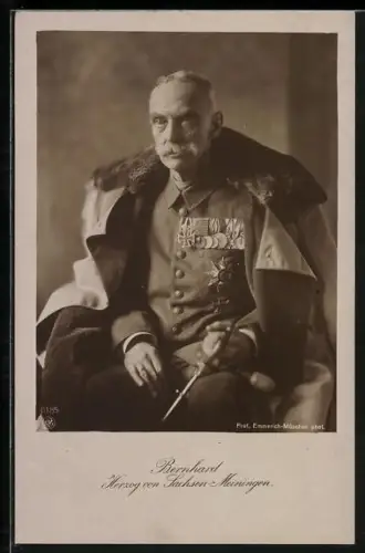 Foto-AK Portrait Herzog Bernhard von Sachsen-Meiningen in Uniform