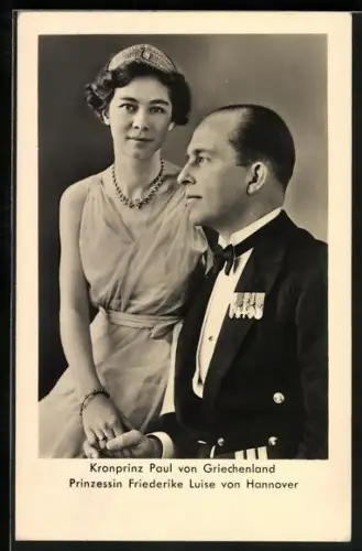AK Kronprinz Paul von Griechenland und Prinzessin Friederike Luise von Hannover