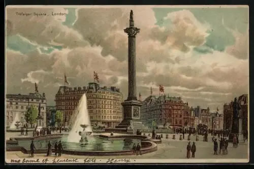 Lithographie London, Trafalgar Square, Halt gegen das Licht