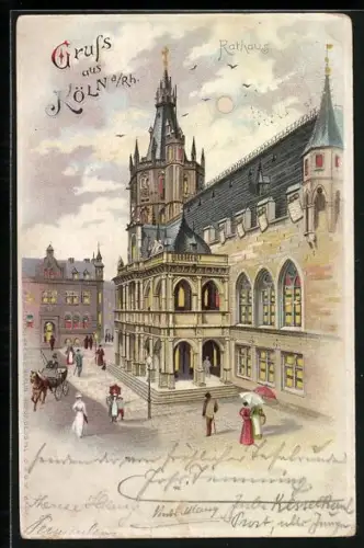 Lithographie Köln, Rathaus, Halt gegen das Licht