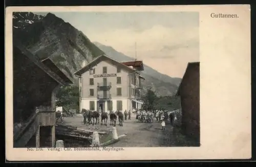 AK Guttannen, Strassenpartie mit Hotel Haslithal