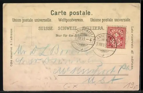 Lithographie Andermatt, Teufelsbrücke, In der Schöllenen, Totalansicht