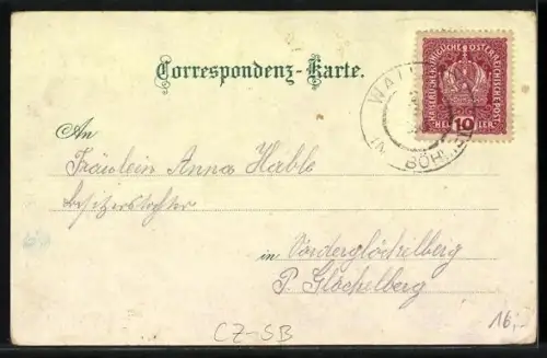 Lithographie Wallern, Böhlhausgasse mit dem Schreiner, Säumerstrasse