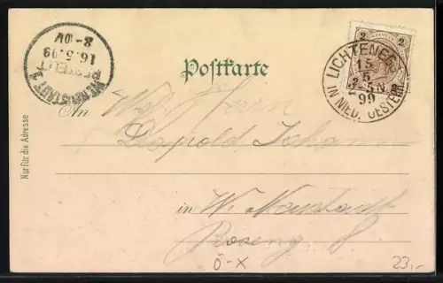 Lithographie Lichtenegg /Nied. Österr., Kirche Maria Schnee, Dorf-Platz, Ortspanorama