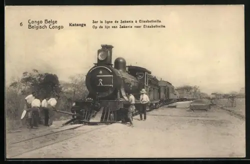 AK Katanga / Belgisch Congo, Eisenbahn auf der Strecke von Sakania nach Elisabethville