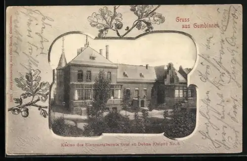 Passepartout-AK Gumbinnen, Kasino des Ulanenregiments Graf zu Dohna No. 8