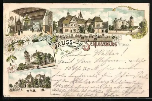 AK Teplitz, Gasthaus Schlossberg, Schloss, Innenansicht