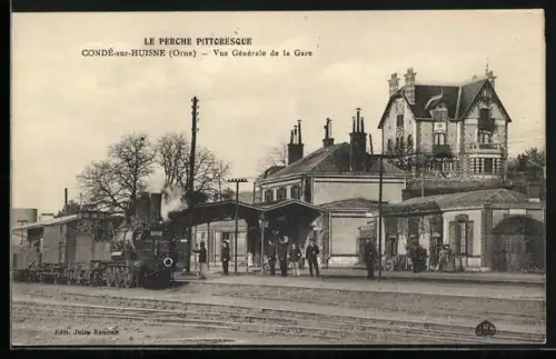 AK Condé-sur-Huisne /Orne, Vue Générale de la Gare