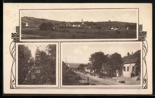 AK Hauskirchen /N.-Ö., Denkmal, Strassenpartie im Ort