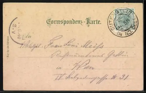 Lithographie Gutenstein /N.-Ö., Gasthof zur Weintraube, Totalansicht mit Bahnhof