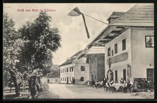 AK Arnoldstein in Kärnten, Gruss aus Hart, Adolf Brugger`s Gasthaus und Tabaktrafik