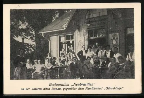 AK Wien, Donaustadt, Restauration Neubrasilien an der unteren alten Donau