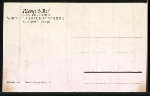 AK Wien, Gasthaus Rheingold-Bar in der Museumstrasse 3