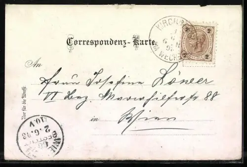 Lithographie Feistritz am Wechsel, Fürst Solkowskirchner Gasthof, Ortsansicht