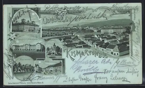 Mondschein-Lithographie Kismarton, Föter, Calvaria templom, Maria templom
