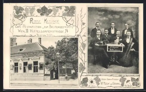 AK Wien, Rudolf Kettners Café-Restauration Zum Breitenseerspitz, Hütteldorferstrasse 78, D` Original Höllensteiner