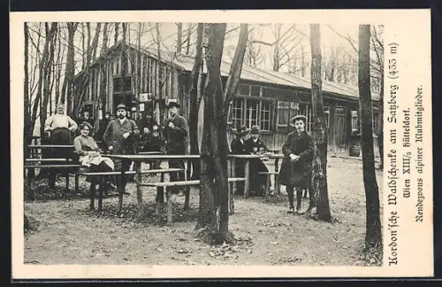 AK Wien, Hütteldorf, Kordonsche Weinschenke am Satzberg, Rendezvous alpiner Klubmitglieder