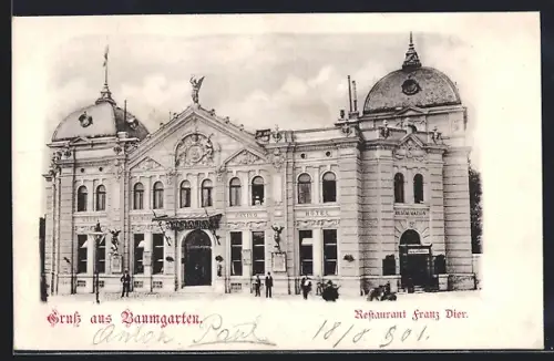 AK Wien, Gruss aus Baumgarten, Restaurant Franz Dier