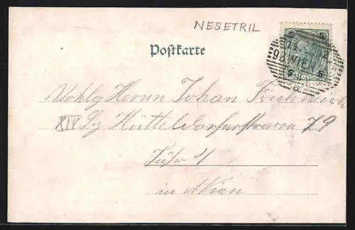 AK Wien, Breitensee, Restaurant Winzerhaus Jos. Kellnhofer Nussallee 232, Passepartout mit Wein