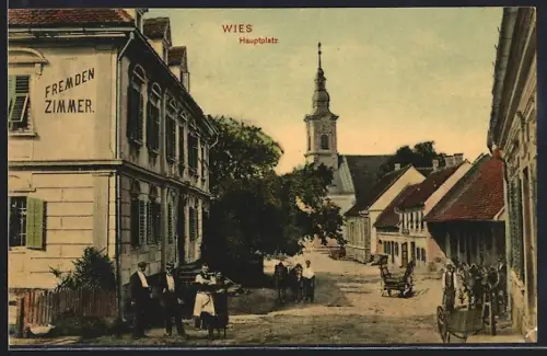 AK Wies /Stmk., Gasthof mit Fremdenzimmer am Hauptplatz