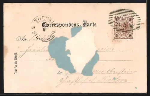 Lithographie Weiz, Weizerklamm, Johann Ebners Gasthaus, Spaziergänger