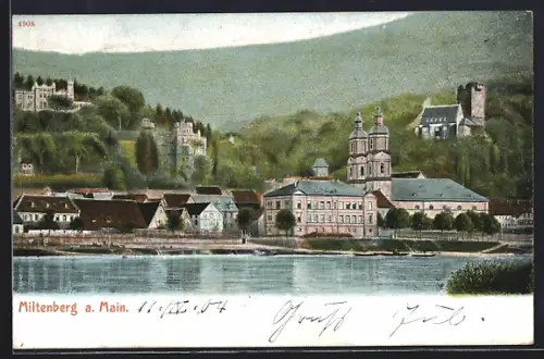 AK Miltenberg, Ortsmotiv mit Mainpartie und Schloss