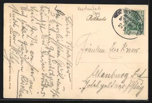 AK Adorf i. Vogtland, Ortspartie mit Blick zur Kirche