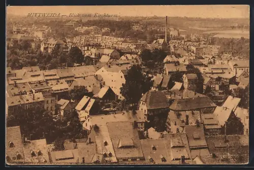 AK Mittweida, Blick vom Kirchturm auf die Stadt