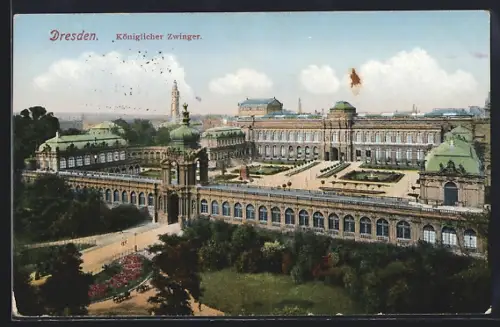 AK Dresden, Königlicher Zwinger aus der Vogelschau