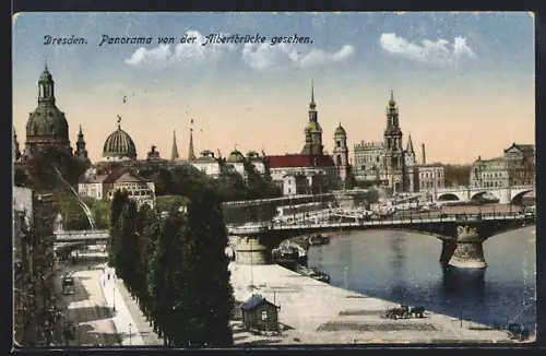 AK Dresden, Panorama von der Albertbrücke aus gesehen