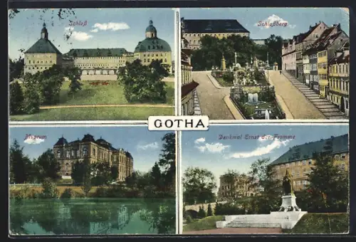 AK Gotha, Schloss, Schlossberg, Museum, Denkmal Ernst der Fromme