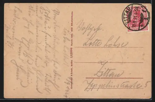 AK Zittau, Ortsansicht mit Bahnhofstrasse