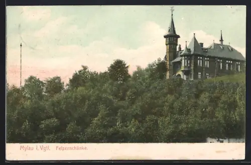 AK Mylau i. V., Gasthaus Felsenschänke