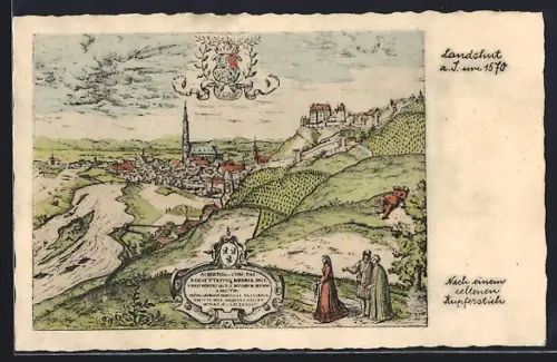 AK Landshut / Isar, Ortsansicht im Jahre 1570