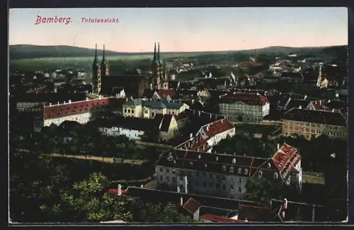 AK Bamberg, Totalansicht mit Blick über die Dächer
