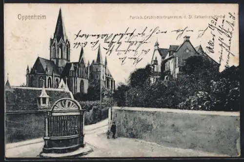 AK Oppenheim, Geschlechterbrunnen und St. Katherinen-Kirche