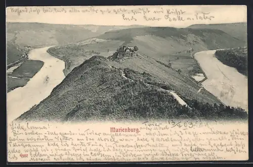 AK Zell / Mosel, Marienburg und Moselschleife