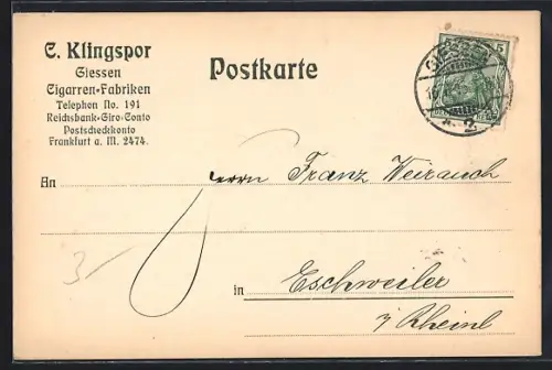 AK Giessen, Cigarren-Fabriken C. Klingspor