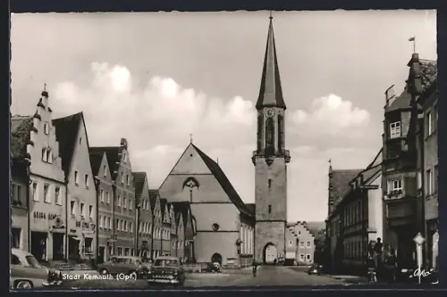 AK Kemnath /Opf., Stadtansicht mit Kirche und Marktplatz